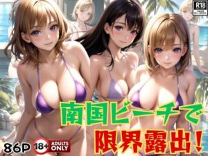 【人妻・主婦同人】南国ビーチで限界露出！ 極少マイクロビキニで大胆露出する美女たち│なっつくりーむ