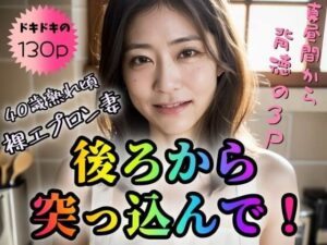 【人妻・主婦同人】【40歳熟れ頃裸エプロン妻】後ろから突っ込んで！真昼間から背徳の3P【130P】│踊り場ピンキー