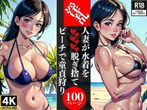 【人妻・主婦同人】淫乱人妻が水着を脱ぎ捨てビーチで童貞狩り│AI美女LABO.6