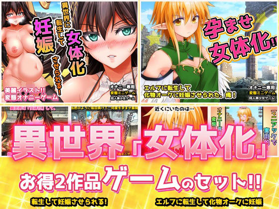 【人妻・主婦同人】【2本セット！！】異世界「女体化」〜転生して妊娠編＆エルフに転生編〜大人の変態ゲーム│同人美少女ゲーム