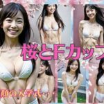 【人妻・主婦同人】桜の下でFカップのビキニで入学式！入学式を記念に校門の前で写真撮影会│S級奇跡の一枚