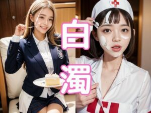 【人妻・主婦同人】顔にクリーム塗りながら、ケーキを食べる女性たち│ガールB