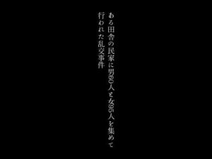 【人妻・主婦同人】ある田舎の民家に男60人と女95人を集めて行われた乱交事件│first impression