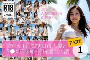 【人妻・主婦同人】プライベートビーチできれいな人妻とS●X三昧の一日を過ごした話【PART1】│AI妄想撮影会