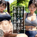 【人妻・主婦同人】スポーツブラでおまんこ剥き出し大胆な露出散歩！│お買い得AIラボ