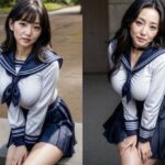 【人妻・主婦同人】30代/40代/50代で普通乳〜巨乳サイズのセーラー服を着た黒髪熟女人妻の着衣おっぱい＆胸の谷間「リアル・実写系」写真集│ももんじゃ