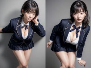 【人妻・主婦同人】30代/40代/50代で普通乳〜巨乳サイズのJKブレザー制服を着た黒髪熟女人妻の着衣おっぱい＆胸の谷間「リアル・実写系」写真集│ももんじゃ