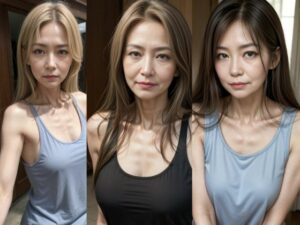 【人妻・主婦同人】タンクトップ姿のスレンダーなロングヘア熟女│色気の垂れ流し