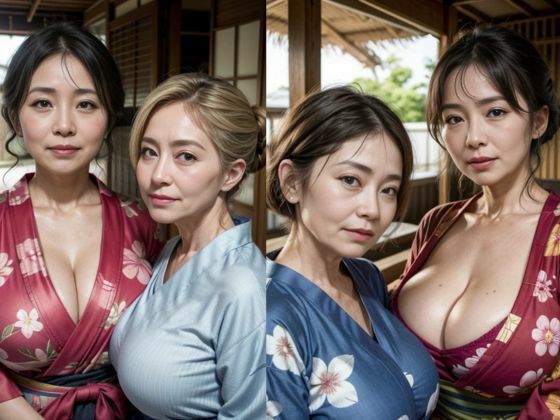 【人妻・主婦同人】二人の巨乳熟女の和服姿│色気の垂れ流し