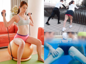 h_1386dinm00836│セクハラ三昧!美人フィットネス妻~むっちり肉感ボディから滴る汗…筋肉アスリートボディから溢れる愛液~52人8時間│人妻素人